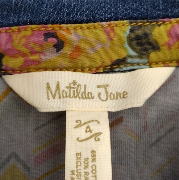 Matilda Jane Denim Cotton Blend Sleeveless Front Button Down Jacket Size 4 - Picture 5 of 8